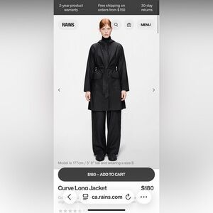 Rains Women's Black Rain Coat